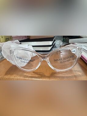 MARE AZZURO Oversized Reading Glasses Stylish Cat Eye Readers 6.0 New